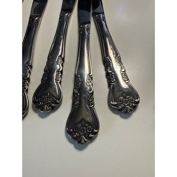 Rogers Delight Stainless Steel Knives Set Of 10 Floral Design 8.25" Korea - Picture 3 of 4